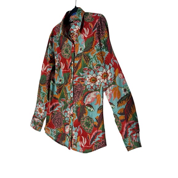 J. McLaughlin Top Shirt Women's Small Button Front Floral‎ Long Sleeve Bohemian - Picture 7 of 8